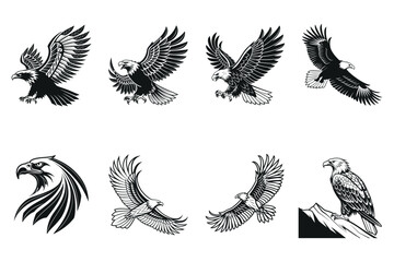 Obraz premium Powerful eagle illustrations, perfect for prints or tattoos.