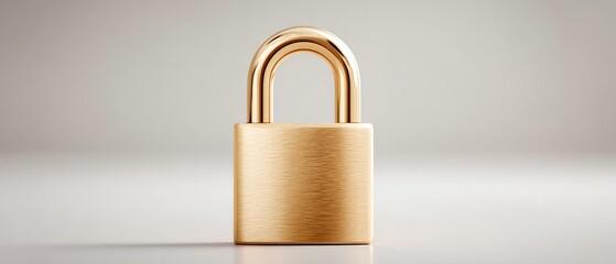 A golden padlock stands prominently on a soft background, symbolizing security and protection. Ideal for concepts related to safety, confidentiality, and trust in business.