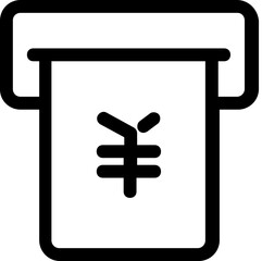 Illustration of an atm receipt with a yen symbol on it, showing a financial transaction icon design