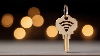 Golden Key Unlocks Wireless Connectivity Access Digital Security Represents Network Connection Power