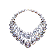 Obraz premium Luxury big diamond necklace isolated on a transparent background, in a PNG format