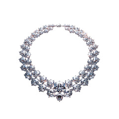 Luxury big diamond necklace isolated on a transparent background, in a PNG format