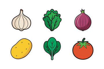 Essential Kitchen Vegetables Vector Set