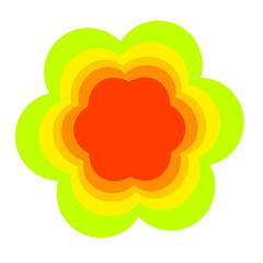 Vibrant concentric flower pattern radiating colorful energy on black background