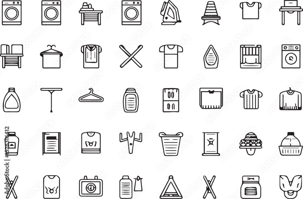 Poster a set of laundry elements - minimal thin line web icon set. outline flat icons collection set vector