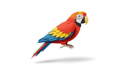 Fototapeta premium Vibrant Scarlet Macaw: A Colorful Paper Art Creation