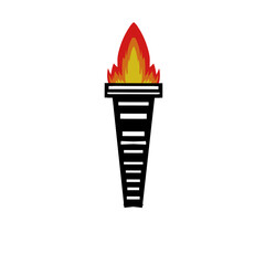 Abstract torch design on stark backdrop invoking concepts of illumination and guidance