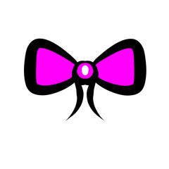 Abstract Bow Tie in Vibrant Fuchsia on a Stark Black Background