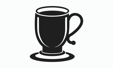 Coffee mug icon, black cup silhouette, tea mug design, simple kitchen illustration