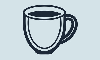Coffee mug icon, black cup silhouette, tea mug design, simple kitchen illustration