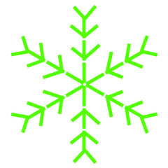 Neon green symmetrical snowflake design against a stark black background image