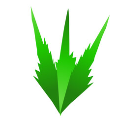 Stylized green leaf design against a stark dark background offers natural simplicity