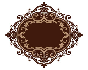 frame, oval, ornamental, decorative, flourish, scroll, swirl, vintage, retro, elegant, design, vector, illustration, ornate, antique, brown, beige, blank, empty, border, template, pattern, artwork, 