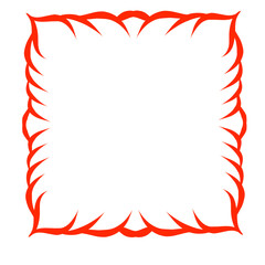 Striking red border with an edgy, almost ferocious symmetrical design