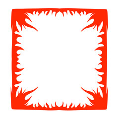 Fiery square frame with jagged edges casting abstract, vibrant patterns