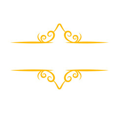 Golden frame with swirling flourishes on dark backdrop creates elegant banner