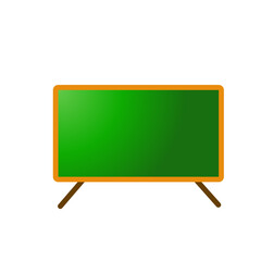 Vibrant green chalkboard with wooden frame isolated on dark background