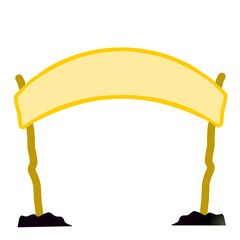 Minimalist decorative banner archway with golden border on dark backdrop