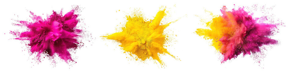 PNG Vibrant colorful powder explosion, element set on transparent background