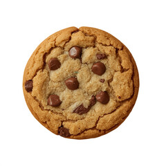 Delicious chocolate chip cookie single isolated on black background view on transparent background