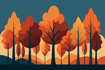 autumn trees vector illustration