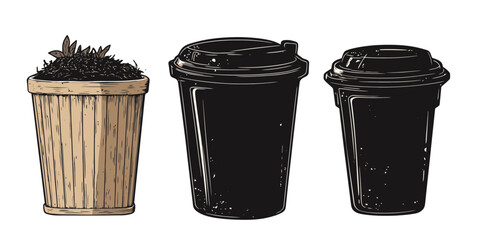 Collection of compost containers showcasing shadows in unique designs for eco-friendly gardening