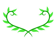 Stylized green vine forming a heart shape against stark black backdrop