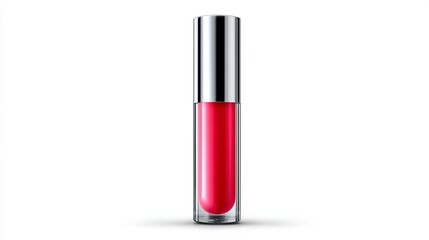 Vibrant red lipstick in a sleek, modern tube on a clean white background.