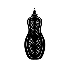 Minimalist contour of a culinary sauce bottle on a contrasting background