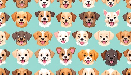 Happy Dogs Seamless Pattern.