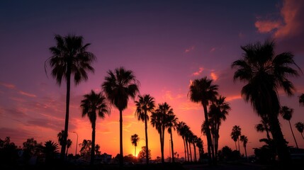 Silhouette Palm Trees at Sunset
