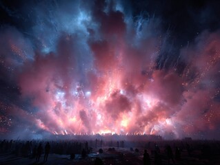 Fototapeta premium Massive Fireworks Display at Night