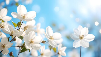 Obraz premium White Blossoms with Spring, and Sunny Sky.