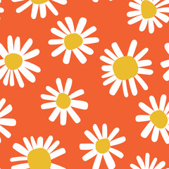 Red Floral Pattern Daisy Background