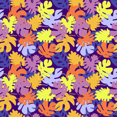 Obraz premium Monstera leaves seamless pattern. Perfect print for tee, textile and fabric. Hand drawn Illustration.