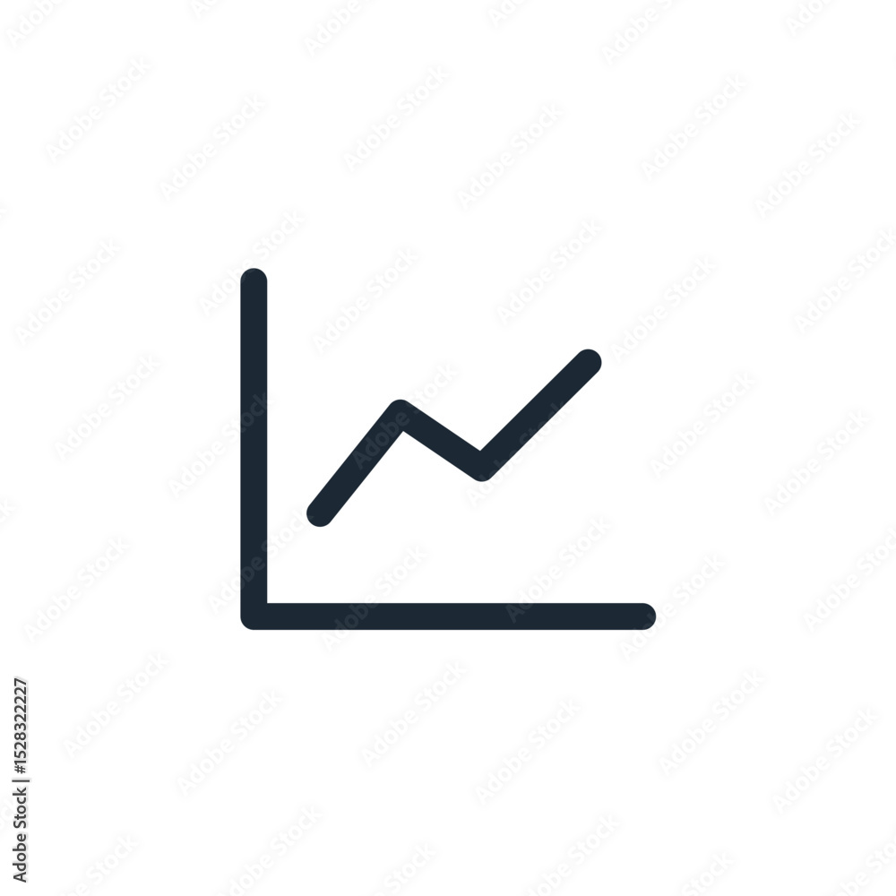 Poster simple line graph with an upward trend displayed on a coordinate system in a minimalist style design