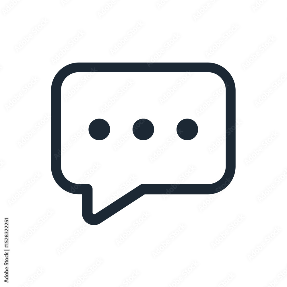 Poster illustration of a speech bubble with three dots inside indicating a pending message or conversation