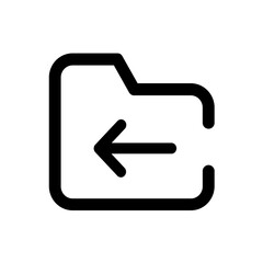 Outline folder icon with an arrow pointing left indicating moving or returning to a previous location
