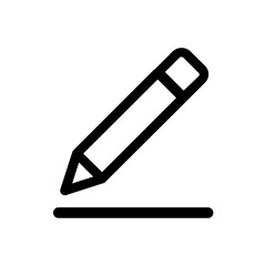 Illustration of a pencil drawing a line in black and white simple design for writing and editing tasks