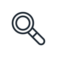An illustration of a simple magnifying glass with a handle on a white background image search tool