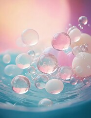 「幻想的な泡と光のファンタジー｜パステルカラーの水と光のアート」

