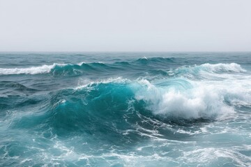 Fototapeta premium Ocean wave scenic view stock photo on white background