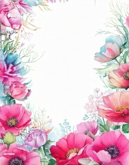 「水彩風フラワーフレーム素材集｜華やかで上品な花の装飾背景」

