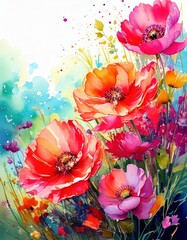 「水彩風フラワーフレーム素材集｜華やかで上品な花の装飾背景」

