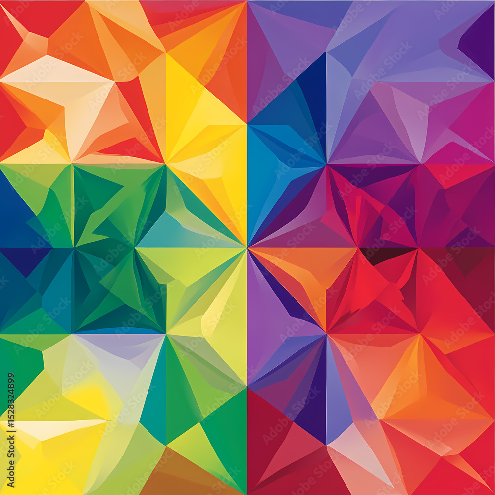 Poster colorful geometric pattern creating a vibrant abstract design generative ai