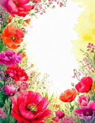 「水彩風フラワーフレーム素材集｜華やかで上品な花の装飾背景」

