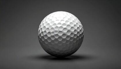 White Golf Ball on Gray Background.