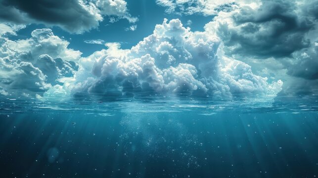 AI cloud computing platform floating over clean water