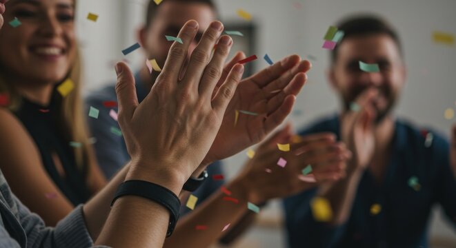 People clapping hands together in celebration