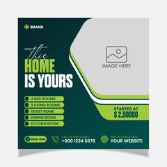 Real estate social media post square banner template